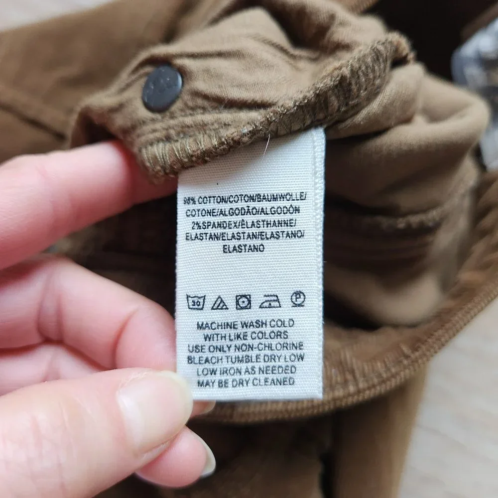 We The Free Corduroy Flare Pants Raw Hem 5-Pocket Stretch Zip Brown - Picture 9 of 10